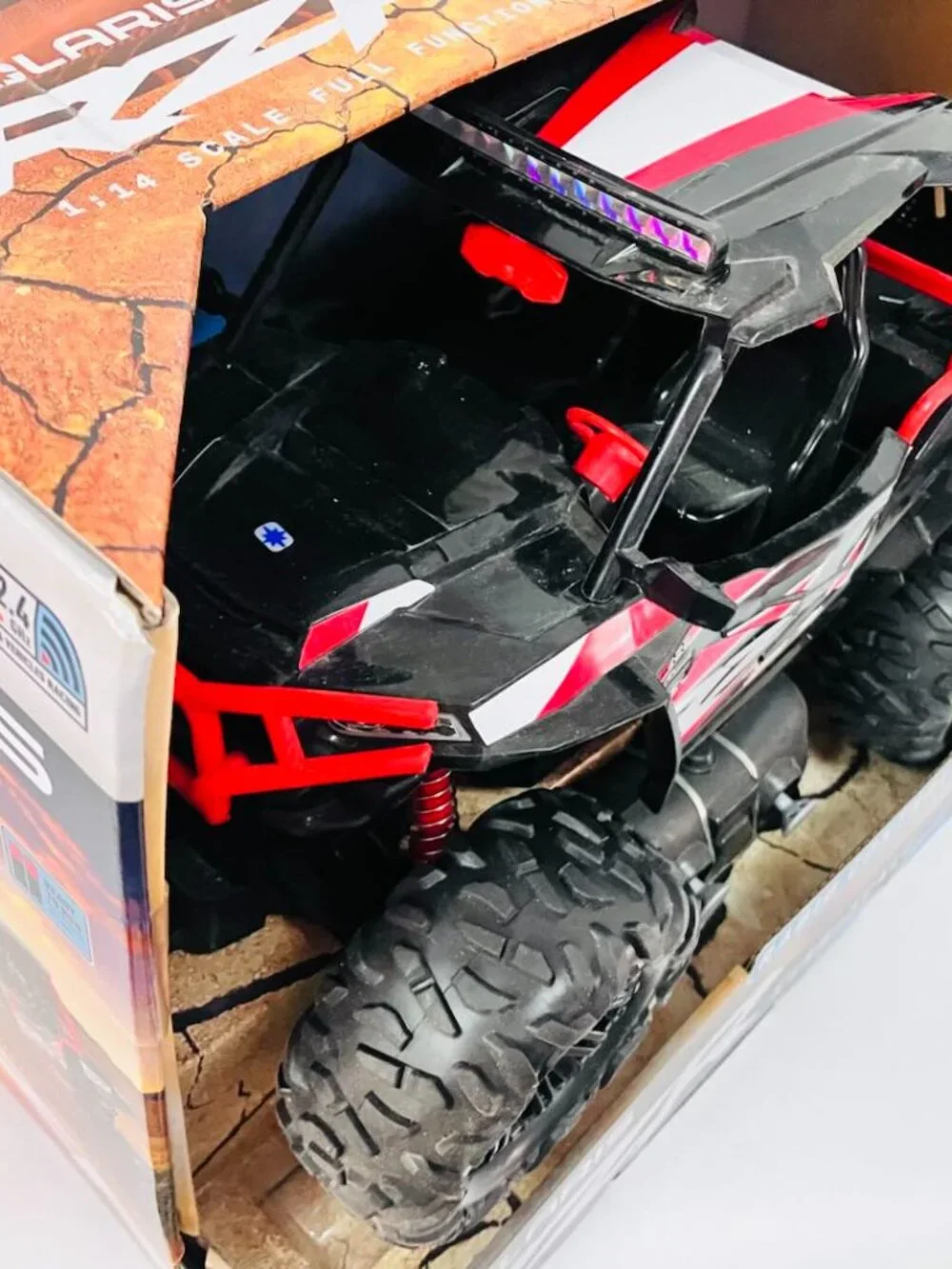 Polaris RZR 1:14 Scale Remote Control Off-Road Vehicle Black and Red Color